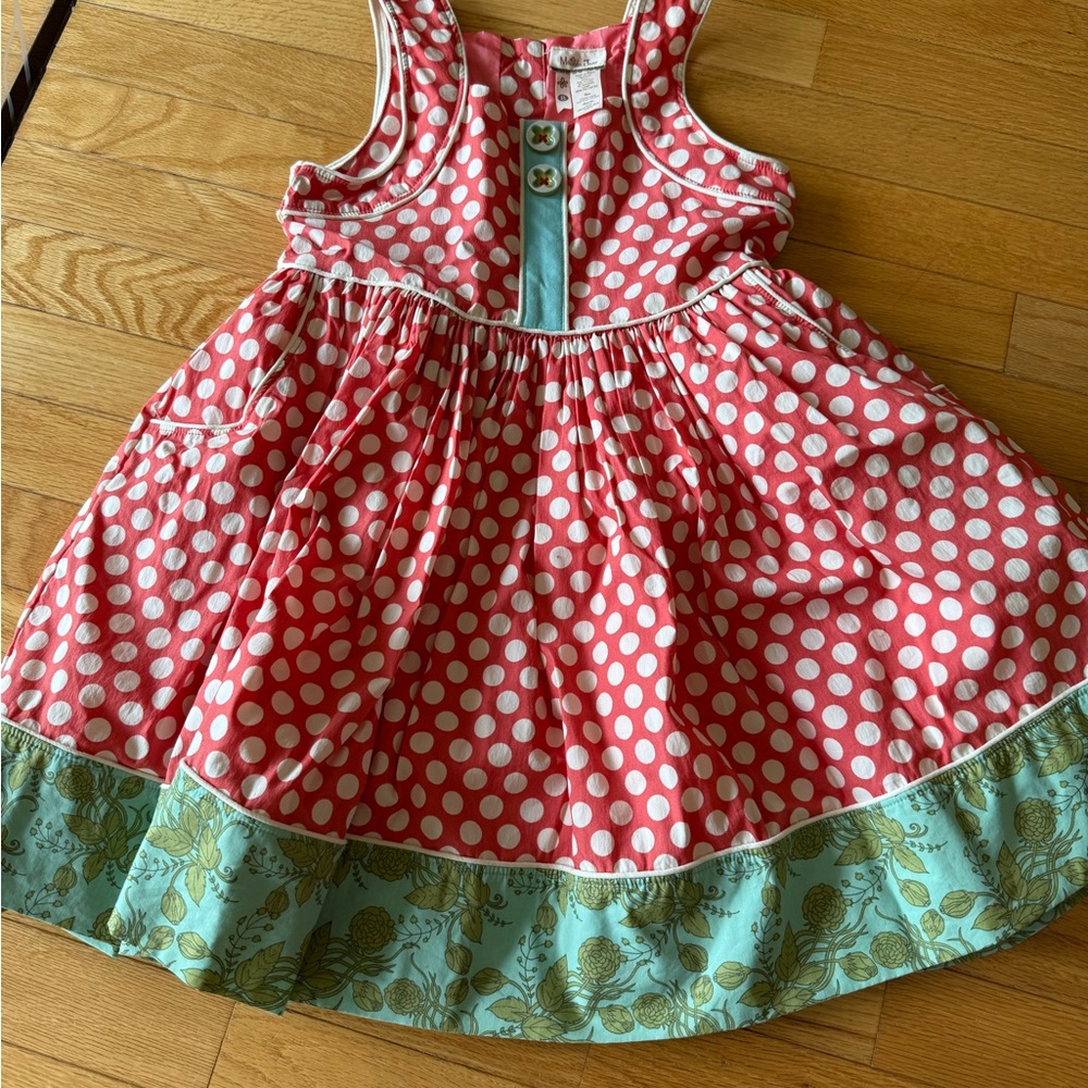 Matilda Jane Coral Polka Dot Dress with Mint Floral Hem